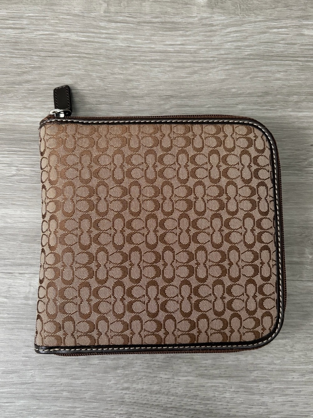 2000s Vintage Coach CD Holder in Signature Monogram with Leather Lining